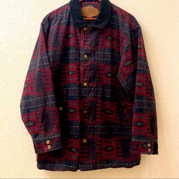 Woolrich Other - Woolrich Men’s Dark Aztec Coat, Fully Lined, Zip and Snap Front, Size Medium
